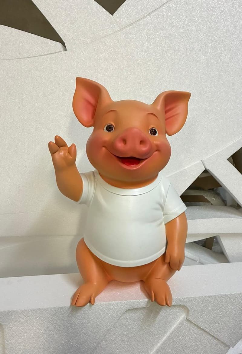 Mascote de porquinho em impressão 3D